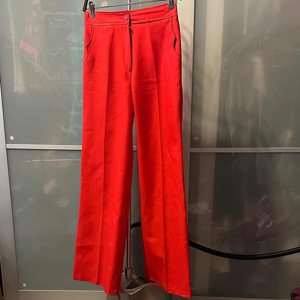 Vibrant Red Wide-Leg Pants